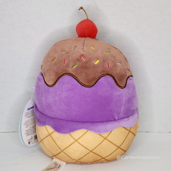 DIBBS 🍨 Scented RARE Purple Ice Cream Fudge & Sprinkles Sundae Squishmallow NWT - Picture 2 of 8
